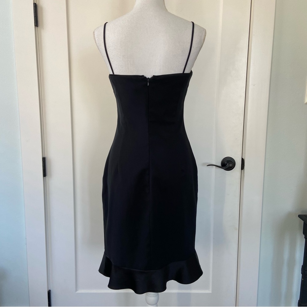 Vintage Laundry by Shelli Segal Y2K Black Spaghetti Strap Ruffle Hem Dress 6 LBD - Picture 7 of 8